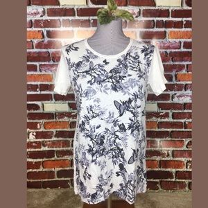 J. CREW LINEN COTTON LEAF BUTTERFLY T-SHIRT